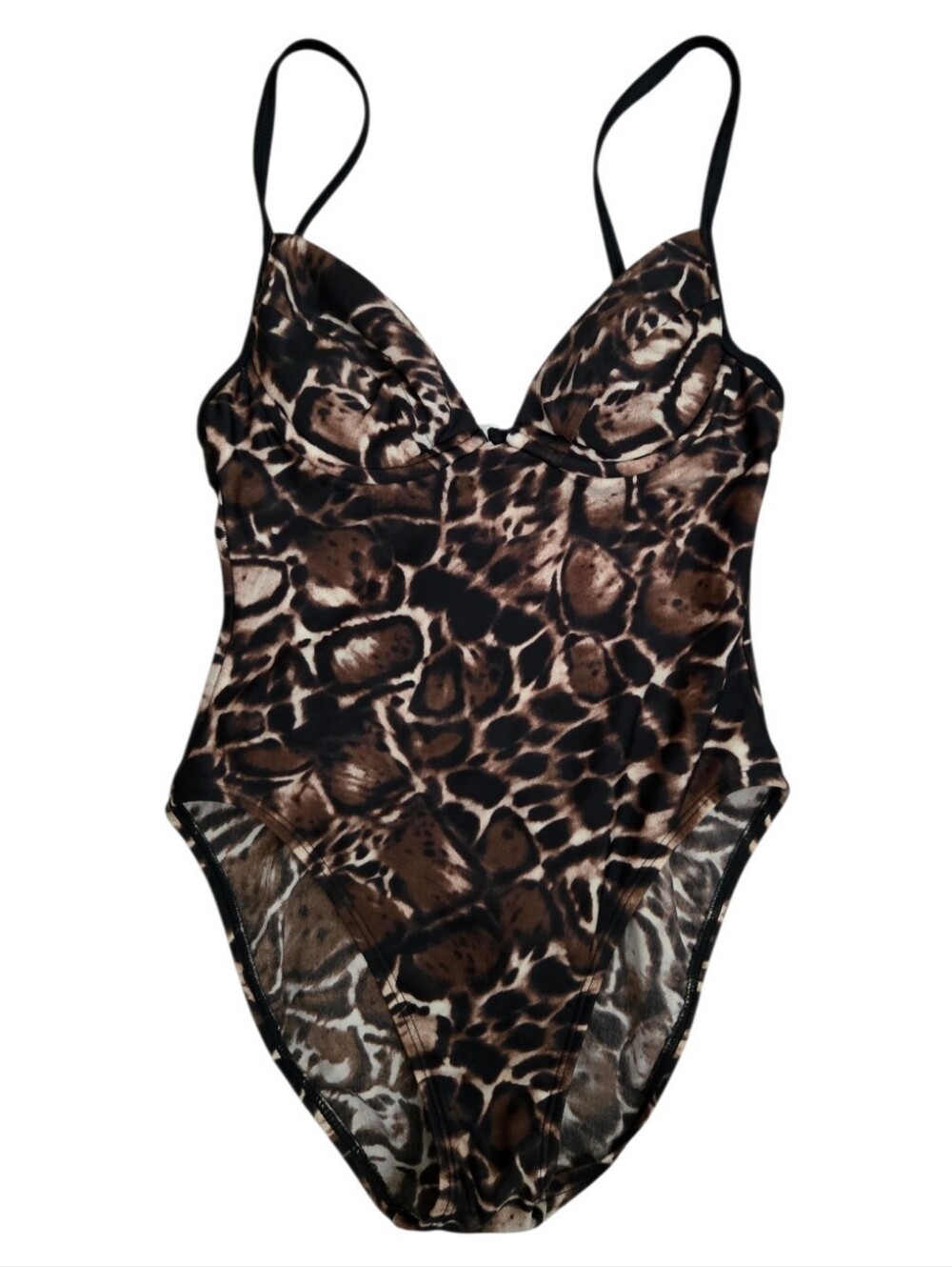 Victoria's Secret Swimsuit Size 6 Leopard Print One-Piece Underwire Brown/Black